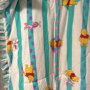 Vintage Colourful Winnie the Pooh Crib Blanket and matching diaper holder